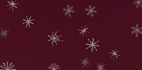 Abstract snowflake pattern in white on a rich burgundy background, perfect for winter and Christmas themes. Great for festiv