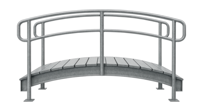 Galvanized steel garden bridge, ideal for light-industrial use in commercial nurseries.