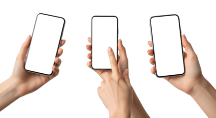 hand holding blank screen phone