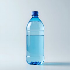 A bottle of clear water with a blue cap isolated on white background. 2 liter bottle