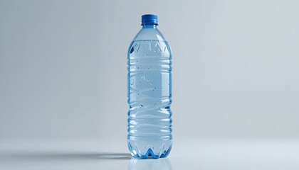 Blue plastic bottle of water isolated on white background, a refreshing and hydrating drink. 2 liter bottle