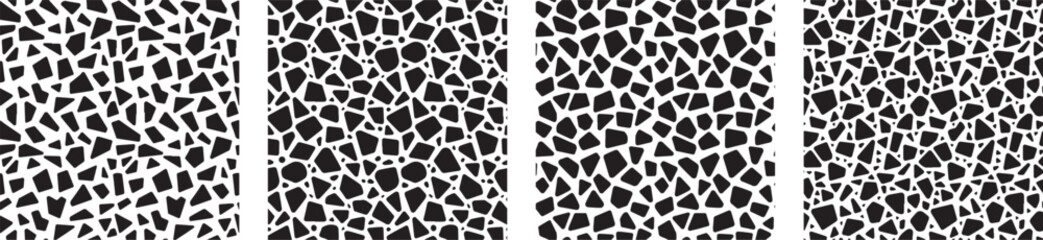abstract terrazzo seamless pattern collection – black and white stone texture backgrounds