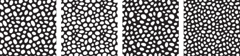 organic pebble seamless pattern collection – black and white abstract stone texture backgrounds