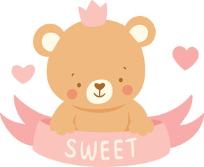 Sweet Little Princess Bear with Crown