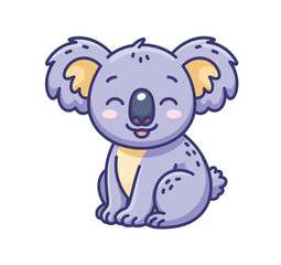Obraz premium A cute cartoon koala sits with a happy expression on its face.
