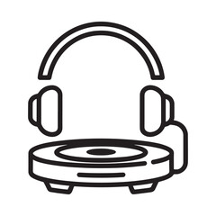 Headphones and turntable icon for music and audio