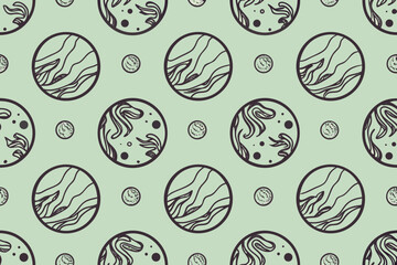 Stylized Planets and Stars Pattern Seamless Background space galaxy