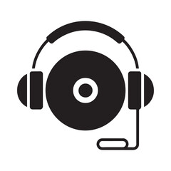 Headphones with a cd or disc icon
