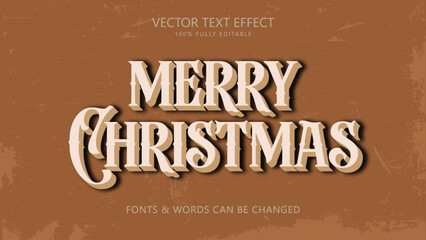 Merry christmas 3d editable text effect, Vintage text style