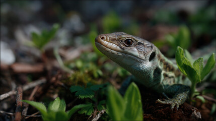 Obraz premium Lizard on the grass.