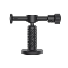 Detailed black metal culinary torch with textured handle isolated on transparent background