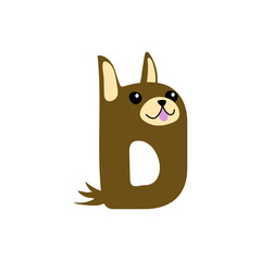 Cute Dog 'D' Letter Illustration - Adorable Canine Character Design for Branding