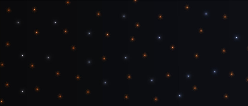 Magical night sky background with glowing gold star particles and motion light for holiday celebration animation or Christmas design