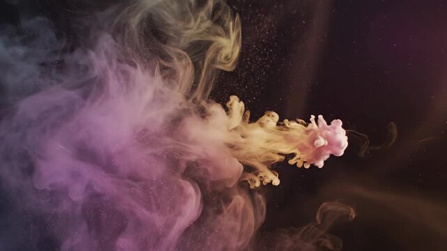Colorful Smoke Plumes Abstract Background - Soft plumes of pink, yellow, and white smoke create an ethereal and dreamy abstract background.