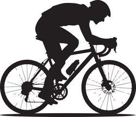 Silhouette of a cyclist in motion on a road bike
