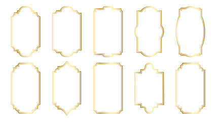 Golden classic decoration frame collection with elegant vintage borders for packaging label template invitation card branding layout signage design and creative projects