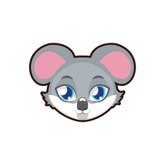 Cute cartoon koala face with big blue eyes, adorable animal illustration for kids