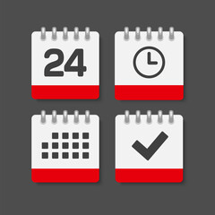 Icon page calendar - 24 day, agenda, check, timer