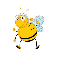 Cute Cartoon Bee Character in Action - A Friendly Flying Insect Illustration