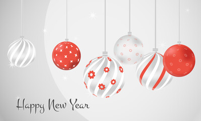 christmas balls and ornaments on banner background