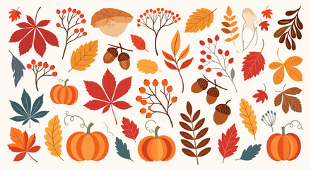 Obraz premium Create stunning fall themed designs with this harvest collection of autumn leaves, pumpkins and berries
