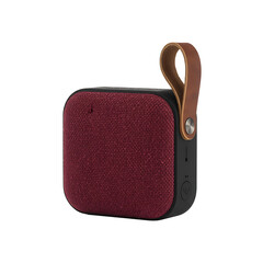 Compact portable bluetooth speaker with leather strap isolated on transparent background