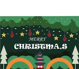 Christmas holiday green back round. tree frame, Christmas lights. merry Christmas lettering for banners, party poster vector image made by adobe illustrator. eps