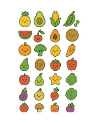 fruits and vegetables, fruit collection, vegetable collection, fresh vegetable produce set, healthy fruit vector, organic fruits, organic vegetables, colorful fruits, nutritious vegetables,