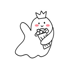 Outline Cute Ghost  for Halloween and Spooky Themes