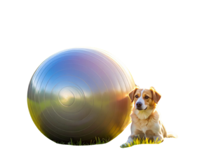 Oversized Dog Exercise Ball in Outdoor Community Pet Play Area