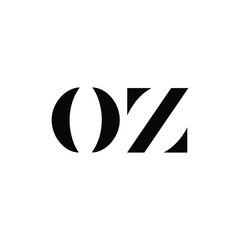 Stylized Black and White OZ Wordmark Logo