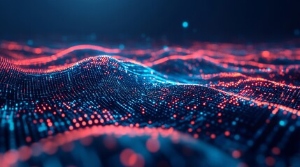 Dynamic blue and red data stream flowing with vibrant energy, perfect for modern tech concepts and innovative business solutions, visually stunning