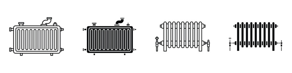 Radiator icon in linear and clipart style pack on white background.