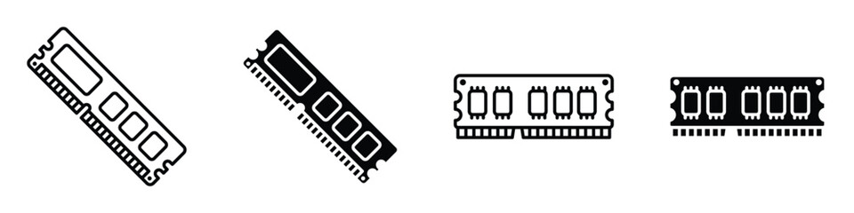 Ram memory icon in linear and clipart style pack on white background.