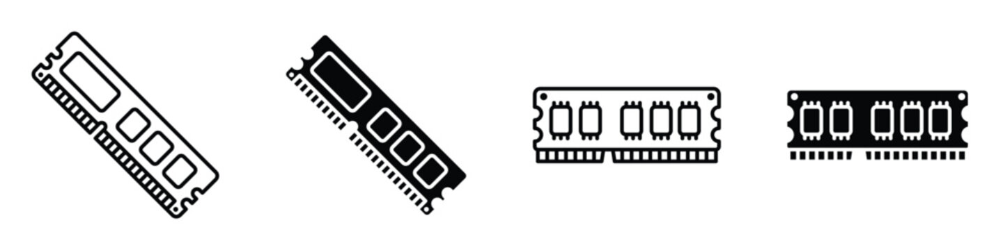 Ram memory icon in linear and clipart style pack on white background.