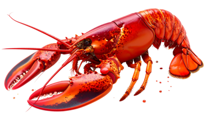  Fresh Bright Red Lobster Showcasing Natural Texture and Color Isolated on Clean White Background Premium Seafood Illustration PNG