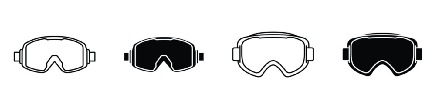 Ski goggles icon in linear and clipart style pack on white background.