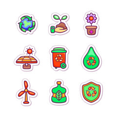 Eco Icons Sustainable Earth - Recycling, Renewable Energy & Green Living