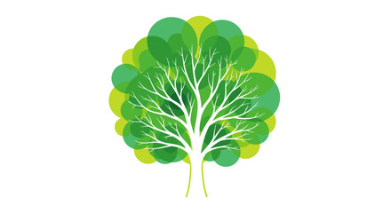 Modern tree illustration with vibrant green foliage conveys growth and environmental awareness beautifully