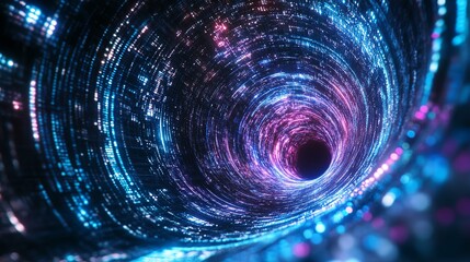 Dive into the digital vortex with mesmerizing blue and pink lights, perfect for futuristic designs and cutting-edge technology concepts