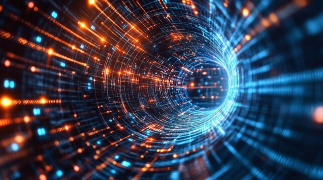 Dive into the future with this stunning digital tunnel, a modern technology background for your next tech project or digital marketing campaign today - Powered by Adobe