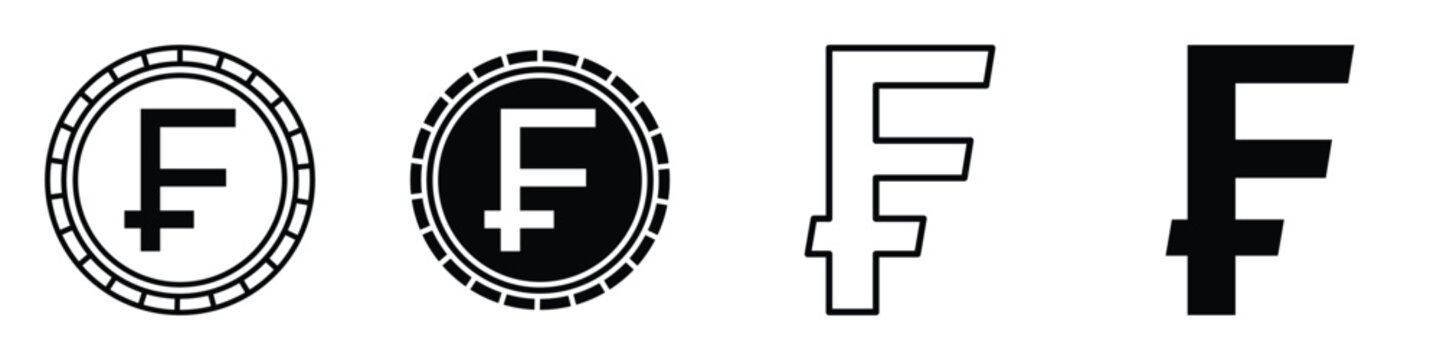 Swiss franc currency icon in linear and clipart style pack on white background.