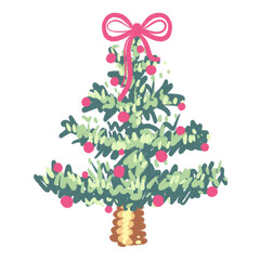 Natural Style Christmas Tree with Pink Bow