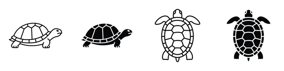 Turtle icon in linear and clipart style pack on white background.