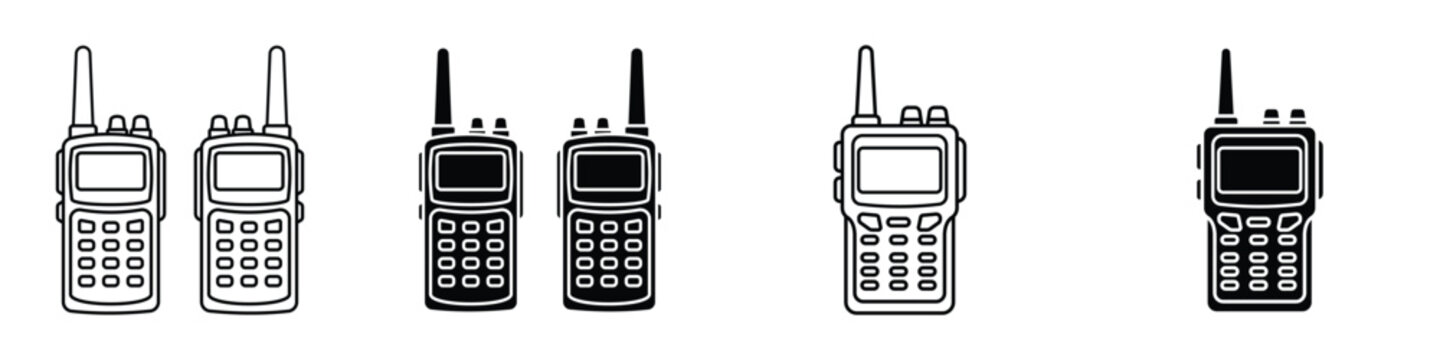Two way radio icon in linear and clipart style pack on white background.