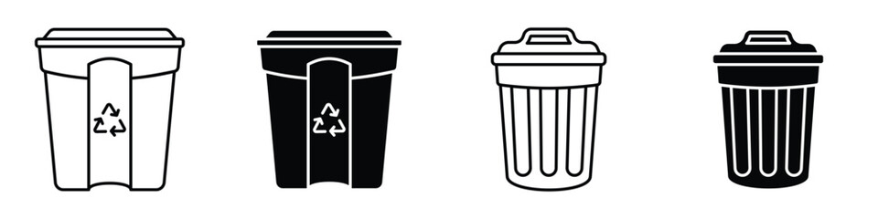 Waste Bin icon in linear and clipart style pack on white background.