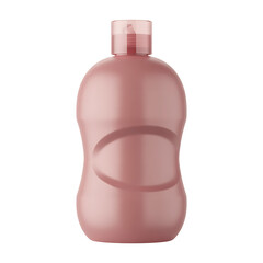 Shiny rose gold plastic bottle with flip top cap isolated on transparent background