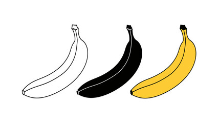 Banana vector illustration set minimalist outline black and yellow perfect for food blogs recipe websites or healthy eating infographics