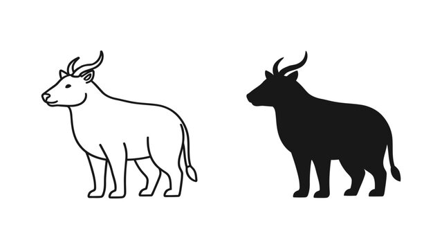 Set of anoa icons minimalist flat vector design of endemic Indonesian buffalo isolated on white background