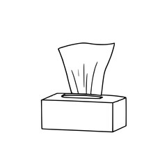Tissue box black line art on white backgroun